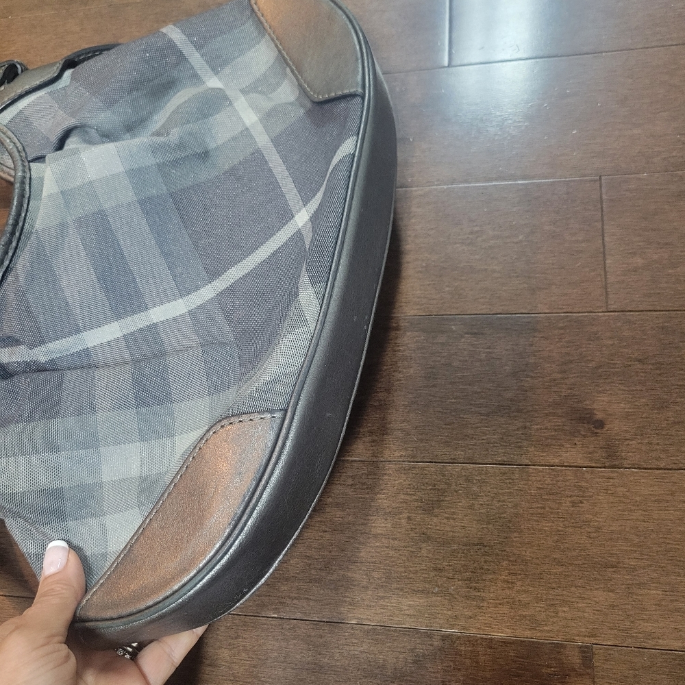 Burberry Black and Brown Plaid Leather Hobo Bag - Picture 9 of 14
